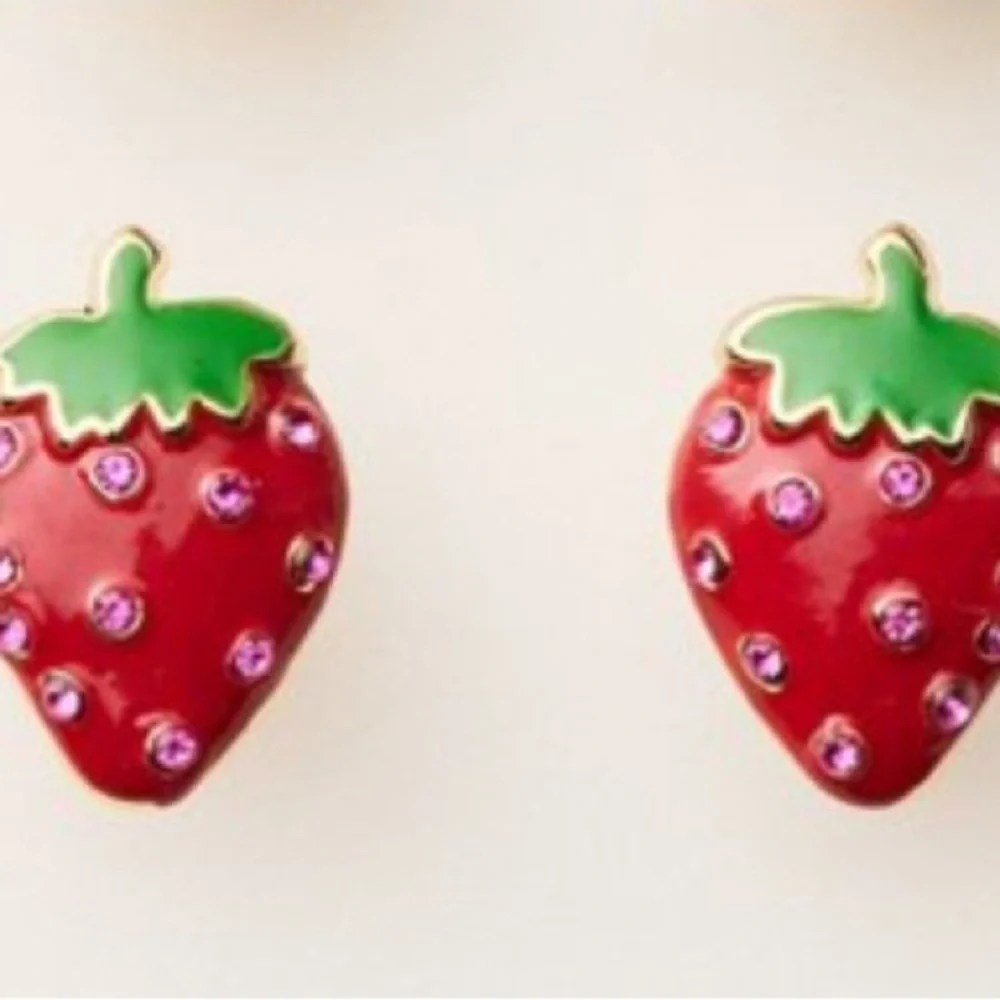 Kate Spade x Target stud Earrings Set with Strawberries, Fries & Champagne NIB - Picture 7 of 11